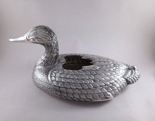  - Large Sterling Silver Duck Planter, Italy circa 1970