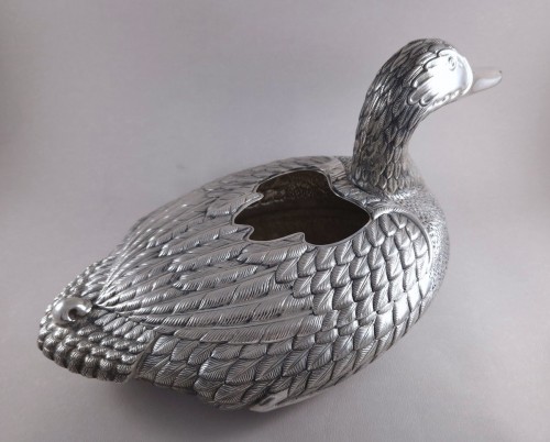 Antiquités - Large Sterling Silver Duck Planter, Italy circa 1970