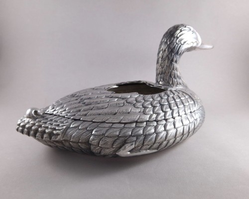 Antiquités - Large Sterling Silver Duck Planter, Italy circa 1970