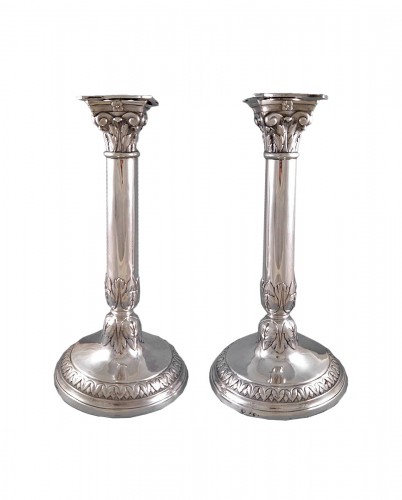 Pair Of Sterling Silver Candlesticks hallmark city of Mons