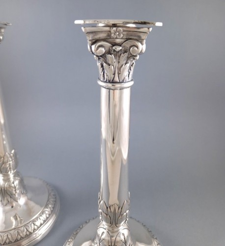 Pair Of Sterling Silver Candlesticks hallmark city of Mons - 