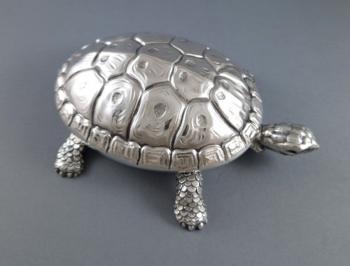 Antiquités - Sterling Silver Turtle Box, Italian work around 1970