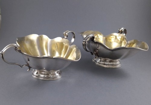 silverware & tableware  - Pair Of Sterling Silver And Gilt Sauce Boats Belgium Malines 1759