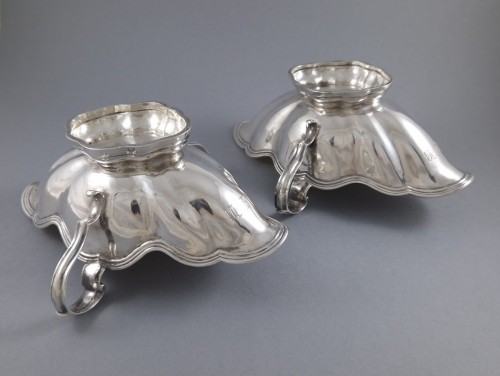  - Pair Of Sterling Silver And Gilt Sauce Boats Belgium Malines 1759