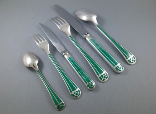 Christofle  - Talisman 60 piece Silver plated Metal And Green Chinese Lacque