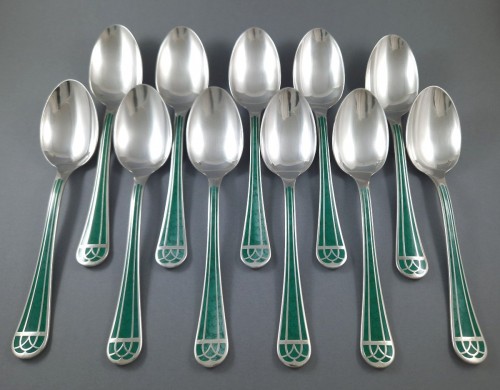 Christofle  - Talisman 60 piece Silver plated Metal And Green Chinese Lacque - 