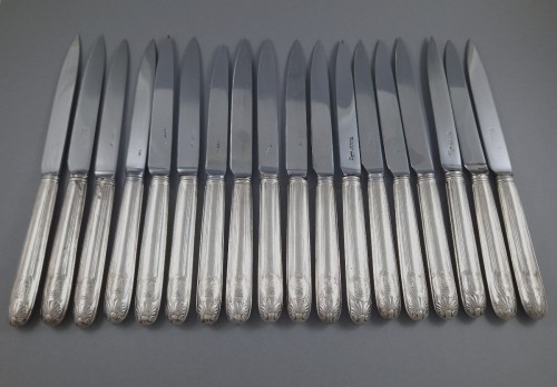 Paris 1775 -18 Knives In Sterling Silver And Steel