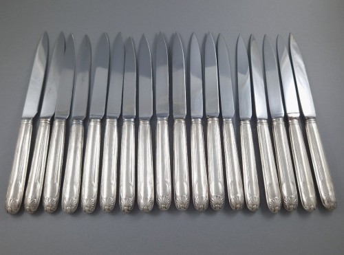 Paris 1775 -18 Knives In Sterling Silver And Steel - 