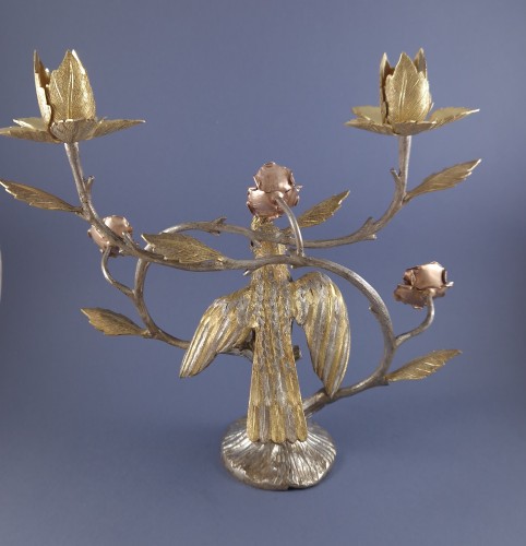 20th century - Pair of Sterling Silver and gilt candlesticks