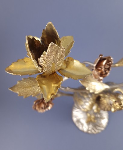 Antiquités - Pair of Sterling Silver and gilt candlesticks