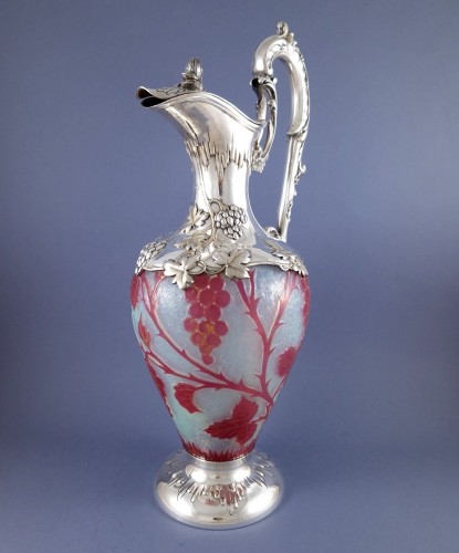 Art Nouveau Glass And Sterling Silver Ewer - silverware & tableware Style Art nouveau