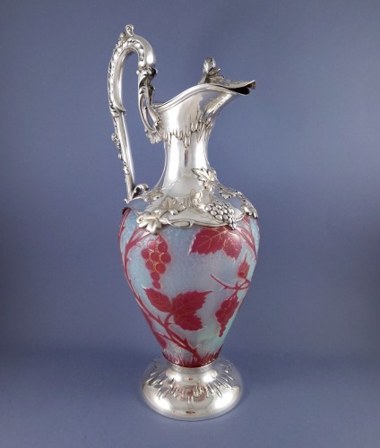 Art Nouveau Glass And Sterling Silver Ewer - 