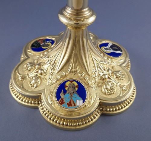 19th century - Chalice In Sterling Silver Gilt And Enamel