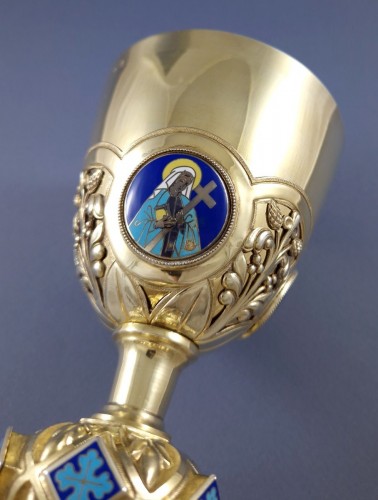 Antiquités - Chalice In Sterling Silver Gilt And Enamel