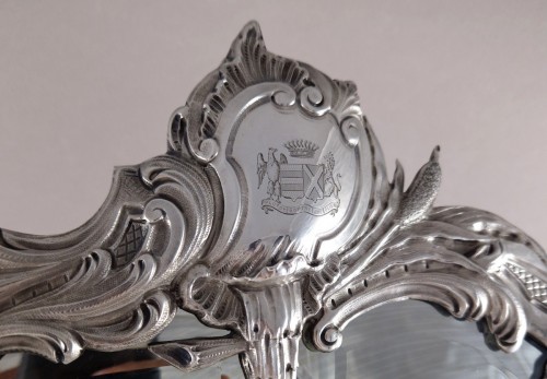 Sterling silver table mirror from the early 19th century  - Louis-Philippe