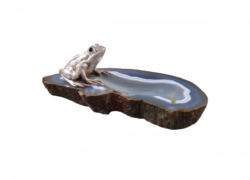 Buccellati - Agate And Sterling Silver Trinket Bowl With A Frog