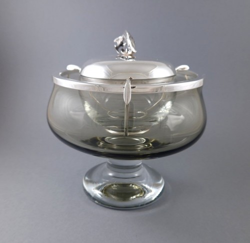 Argenterie et Arts de la table  - Coupe à caviar en verre et argent massif