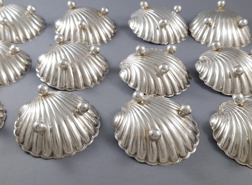 20th century - 12 Sterling Silver shell salt cellars