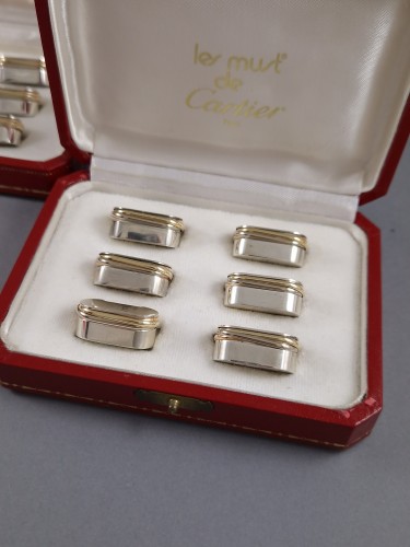 Antiquités - Cartier - 18 Place Card Holders In Sterling Silver and Gold