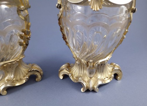  - Aucoc - Paire de vases en cristal et vermeil