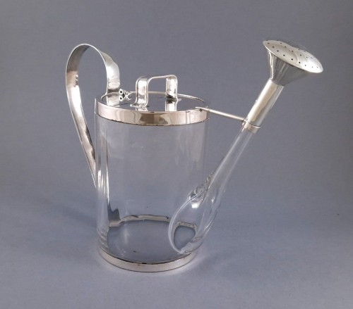 19th century - Glass And Sterling Silver Watering Can