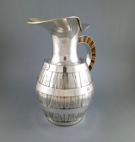  - Jug And 6 Glasses In Solid Silver, Gilt And Tiger&#039;s Eye