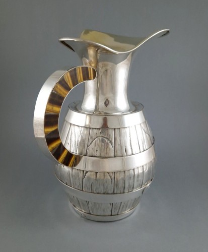 Antiquités - Jug And 6 Glasses In Solid Silver, Gilt And Tiger&#039;s Eye