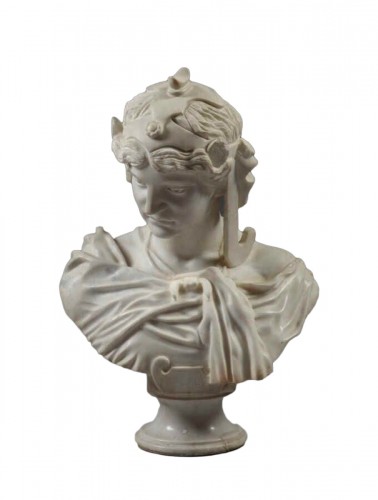 Fema bust depicting warrior in carrara marble