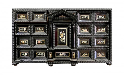 EBONY CABINET WITH SCAGLIOLA TILES 