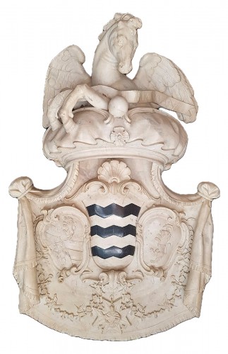 MONUMENTAL COAT OF ARMS ON STATUARY MARBLE