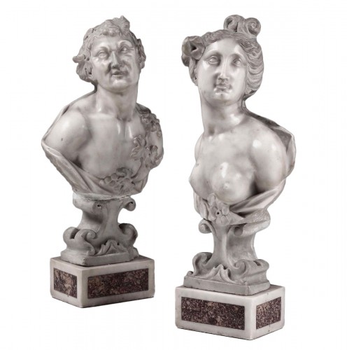 Bacchus et Ariane en marble, art baroque italien du XVIIIe siècle