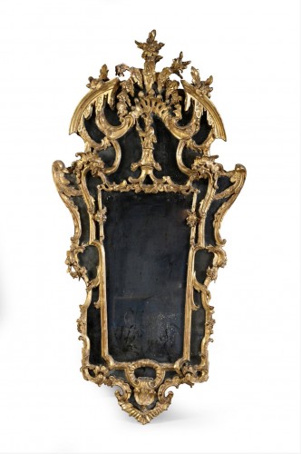 Mirrors, Trumeau  - Pair of glazing mirrors in carved and gilded wood