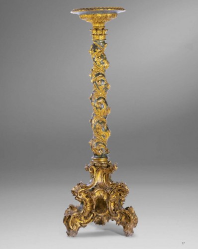 Decorative Objects  - Monumental torch holder Carved