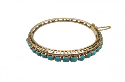 Bracelet jonc en or et turquoises du XIXe siècle