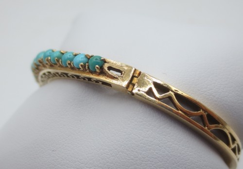 Bracelet jonc en or et turquoises du XIXe siècle - Anne Besnard