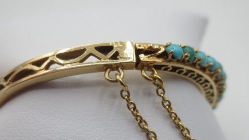 XIXe siècle - Bracelet jonc en or et turquoises du XIXe siècle