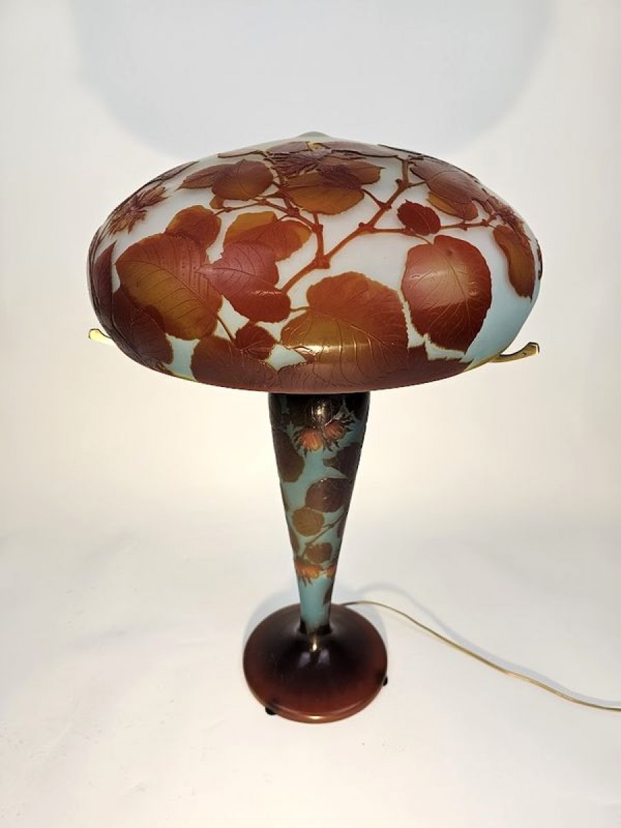 Emile Gallé - Lampe champignon Art nouveau Aux noisettes - XXe siècle -  N.106132