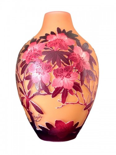 Emile Gallé - &quot;Rhododendron&quot; vase - Glass & Crystal Style Art Déco