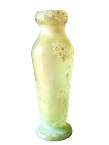 Glass & Crystal  - Legras - Monumental  Art Nouveau &quot;Apple tree flowers&quot; vase