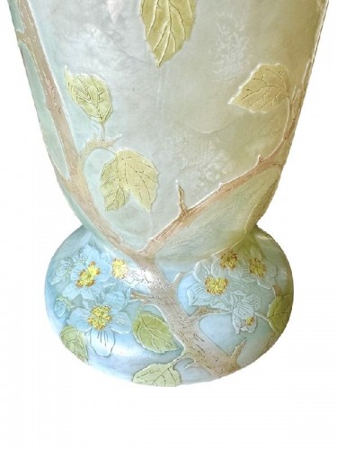 Legras - Monumental  Art Nouveau &quot;Apple tree flowers&quot; vase - Art nouveau