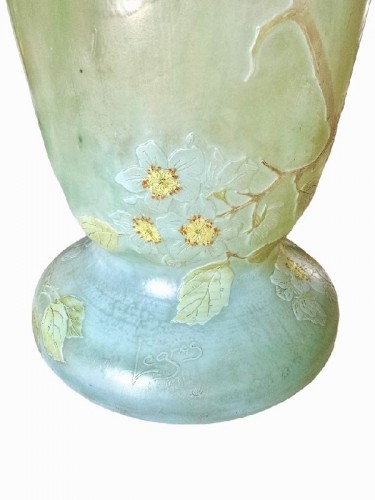 Art nouveau - Legras - Monumental Vase Art nouveau "Fleurs de Pommier"