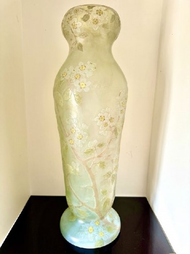 Antiquités - Legras - Monumental Vase Art nouveau "Fleurs de Pommier"