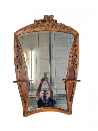 Camille Gauthier - Art Nouveau &quot;Clematis&quot; mirror - Mirrors, Trumeau Style Art nouveau