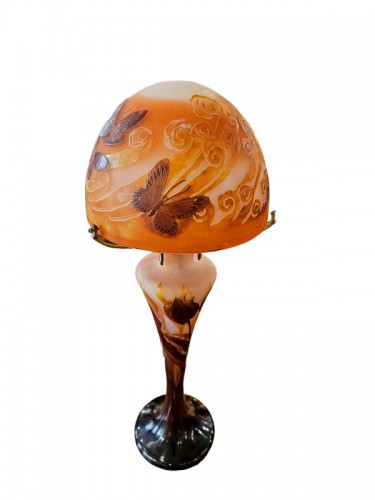 Emile Gallé - Grande lampe champignon Art Nouveau "Papillons" - Art nouveau