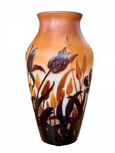 Verrerie, Cristallerie  - Emile Gallé Important Vase Art nouveau "Tulipes"