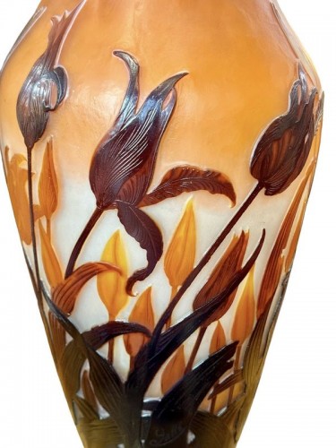 Art Déco - Emile Gallé Important Vase Art nouveau "Tulipes"