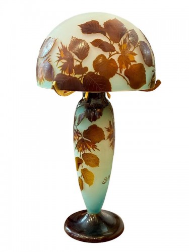 Emile Gallé - Lampe Champignon Art nouveau "Aux noisettes" - Luminaires Style Art Déco