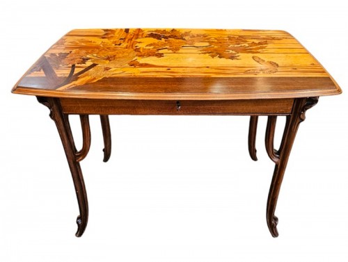 Emile Gallé - Table à écrire Art nouveau "Ombelles et Papillon"