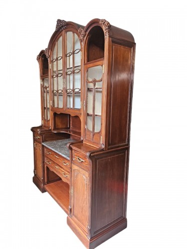 Paul Alexandre Dumas - Bibliothèque Art nouveau "Hortensias" - Mobilier Style Art nouveau