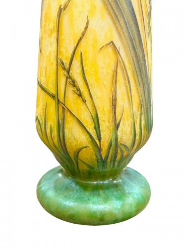 Daum Nancy - Grand vase Art nouveau "Orchidées et épis de blés" - Art nouveau